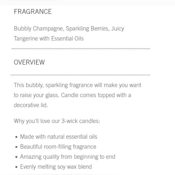 White Barn Bath and Body Works Champagne Toast Three Wick Candle 14.5 oz - Picture 3 of 8